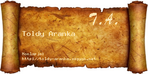 Toldy Aranka névjegykártya